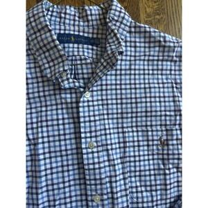Ralph Lauren Blue‎ Purple Checkered Button Up Dress Shirt XXL logo